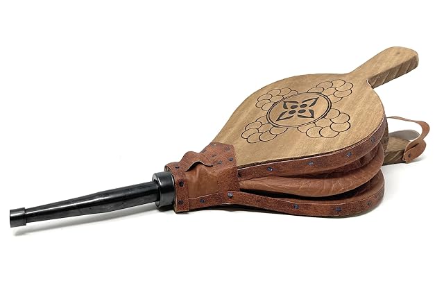 Soufflet de cheminée artisanal en bois naturel de 43 centimètres à large entrée d’air