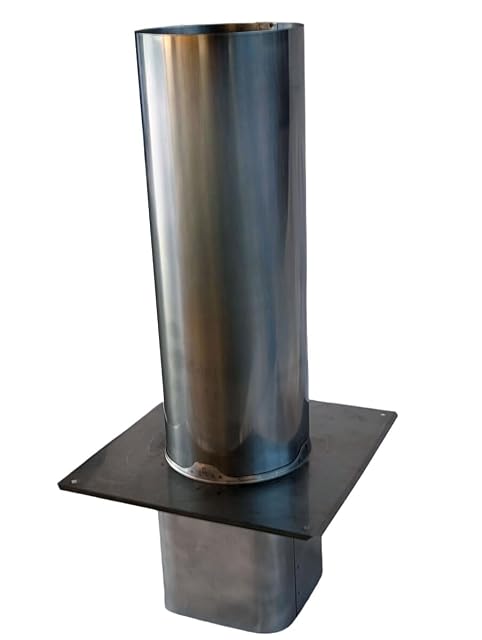 Rehausse de cheminée en acier inoxydable d’un mètre à insert carré et platine plate