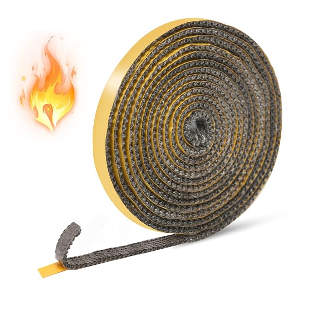 Rouleau de trois mètres de bande plate autocollante en fibre de verre pour porte de poêle, 3 sur 10 millimètres
