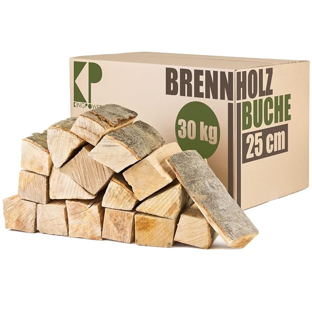 Carton de 30 kg de bois de hêtre séché en chambre en bûches uniformes de 25 centimètres
