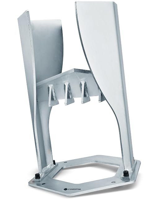 Fendeur de bûches vertical Forstix argenté galvanisé à froid, à deux flancs ouverts et plaque de base