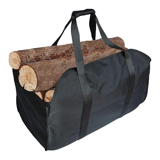 Sac de portage de bois de chauffage en toile Oxford imperméable noire à corps entièrement fermé