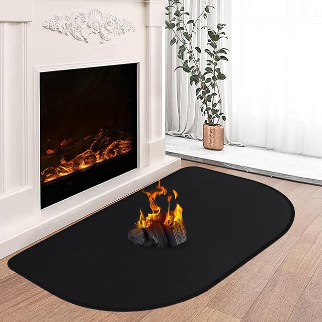Tapis pare-étincelles noir et mince, pliable, en fibre de verre siliconée, 80 sur 50 centimètres