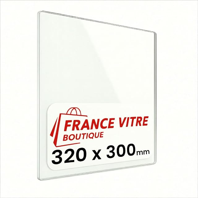 Vitre de poêle de rechange Schott Robax de 320 sur 300 millimètres et 4 millimètres d’épaisseur
