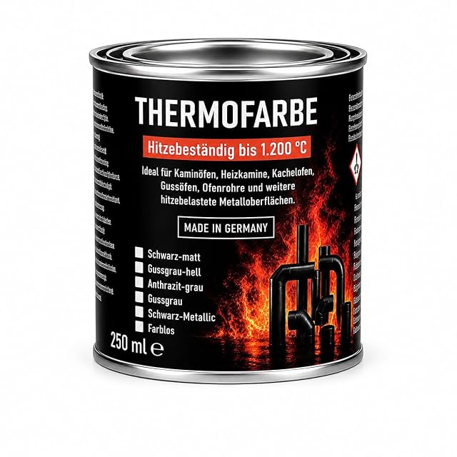Pot de 250 millilitres de peinture thermique de poêle gris anthracite classée à 1200 degrés