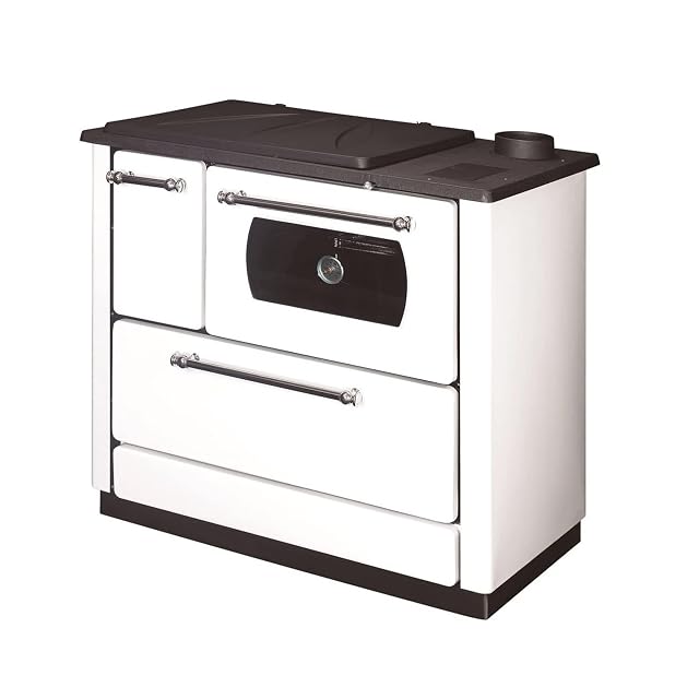 Cuisinière à bois blanche avec four, de 9 kilowatts